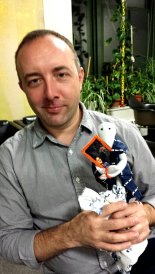 Jason Nielsen and his creepy pumpkin-card doll